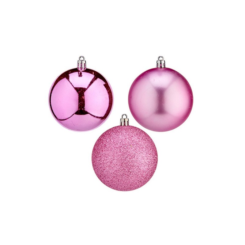 JUEGO 20 BOLAS NAVIDAD ROSAS 8CM.