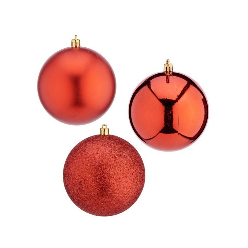 JUEGO 6 BOLAS NAVIDAD ROJO 10CM.