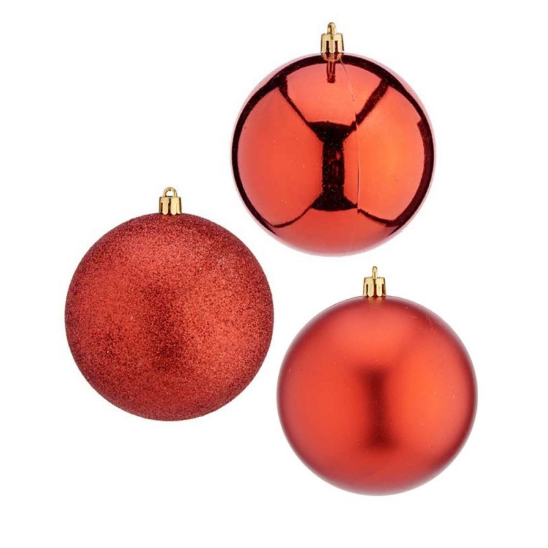 JUEGO 6 BOLAS NAVIDAD ROJO 12CM.