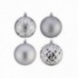 JUEGO 25 BOLAS NAVIDAD PLATA 8CM.