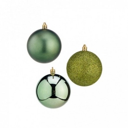 JUEGO 6 BOLAS NAVIDAD VERDE 8CM.