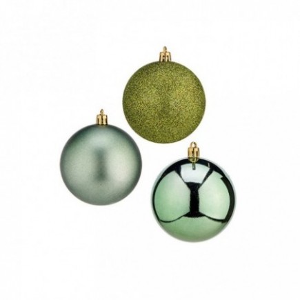 JUEGO 6 BOLAS NAVIDAD VERDE 8CM.