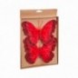 SET 2 MARIPOSAS CLIP ROJO 18CM.