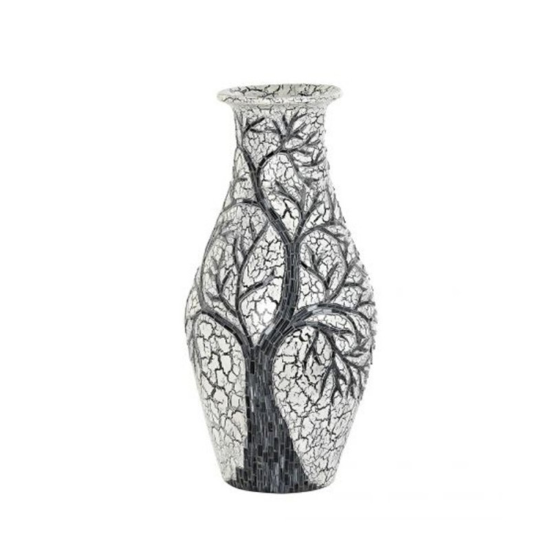 JARRÓN CRISTAL TERRACOTA ÁRBOL BLANCO