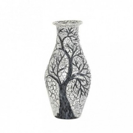 JARRÓN CRISTAL TERRACOTA ÁRBOL BLANCO