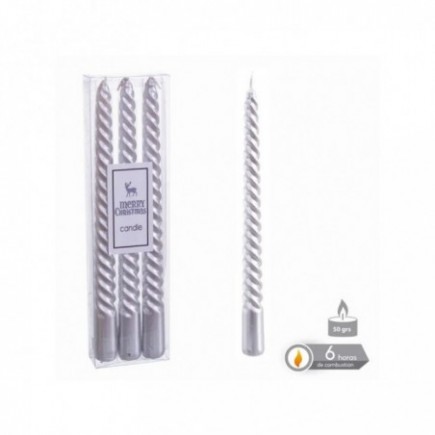 SET 3 VELAS PLATA NAVIDAD