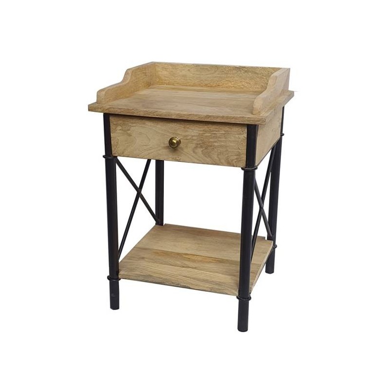 MESA DE NOCHE DE MADERA Y METAL 56855