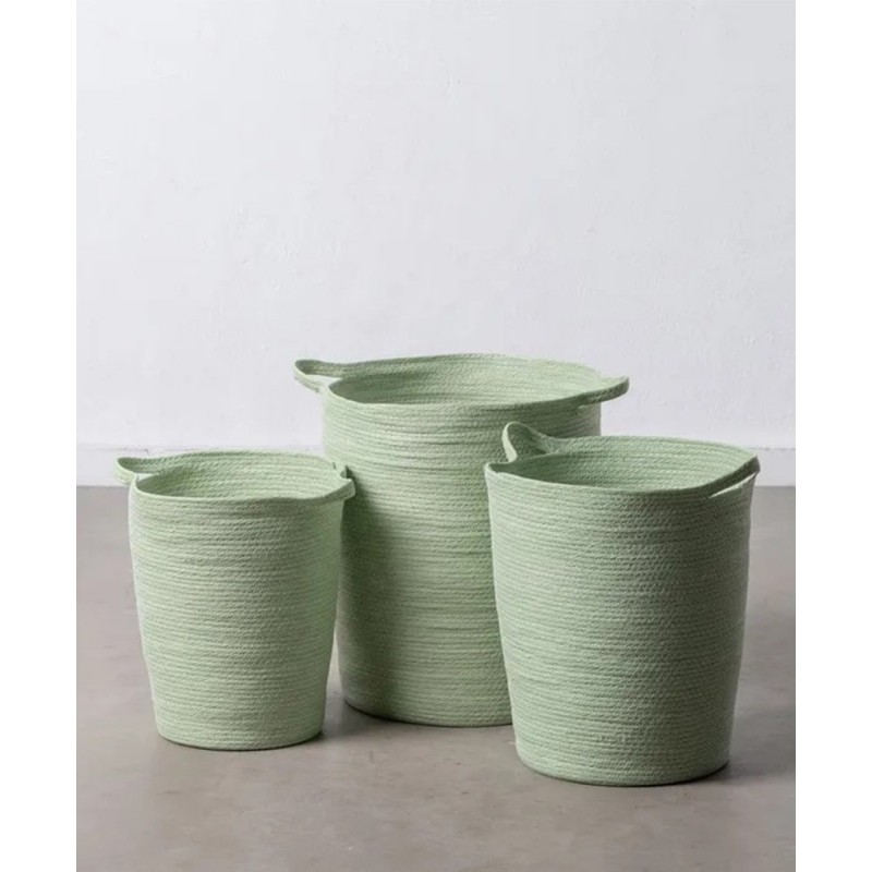 CESTO CUERDA PAPEL VERDE CLARO