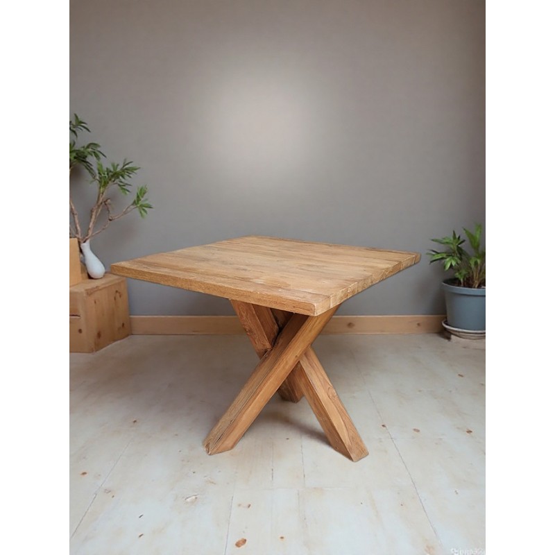MESA COMEDOR PATA CRUZADA MADERA TECA
