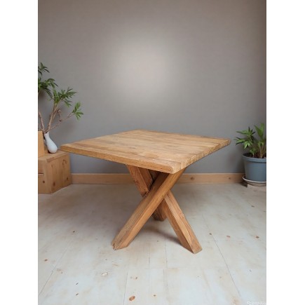 MESA COMEDOR PATA CRUZADA MADERA TECA