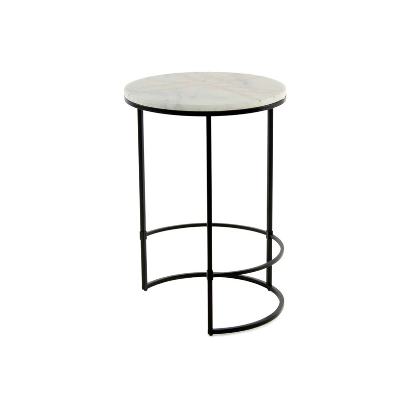 MESA AUXILIAR CIRCULAR HIERRO/MARMOL