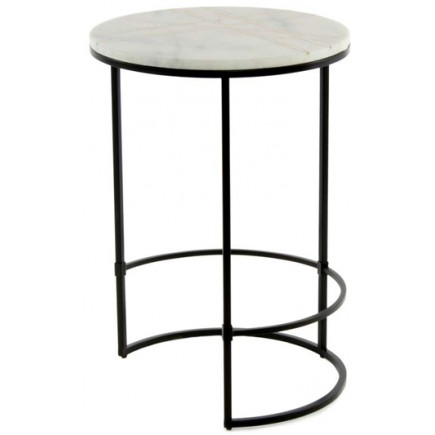 MESA AUXILIAR CIRCULAR HIERRO/MARMOL